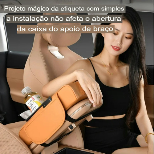 Almofada Apoio De Braço Para Carro Com 2 Porta Copos Console