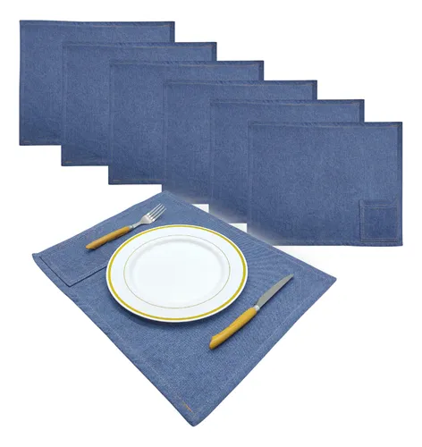 comprar Jogo Americano Retangular Sousplat Jeans 6 Pç Porta Talher