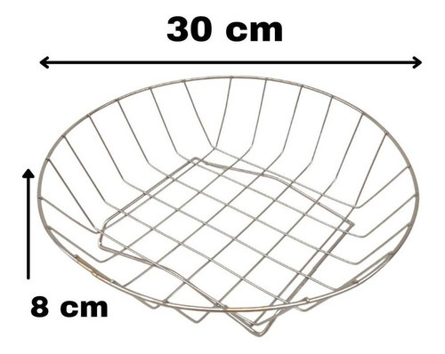 Fruteira De Mesa Redonda Cromado 30x9cm Madefer Cor Cinza