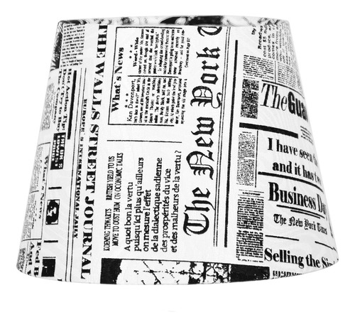 Cúpula De Abajur Tecido Jornal 20x16cm Cor Branco Listrado