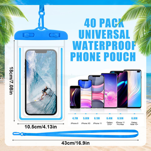 Paquete De 40 Bolsas Universales Impermeables Multicolor Iph Varios Colores