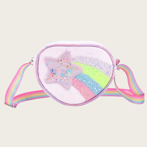 Nuevo Bolso De Hombro Con Diseño De Arcoíris Con Cinta Incli