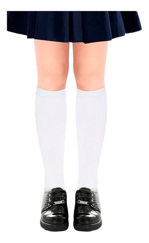 Calceta Escolar De 3-16 Años (100% Algodón) 6 Pares. Blanco Lizos 9-12 Años
