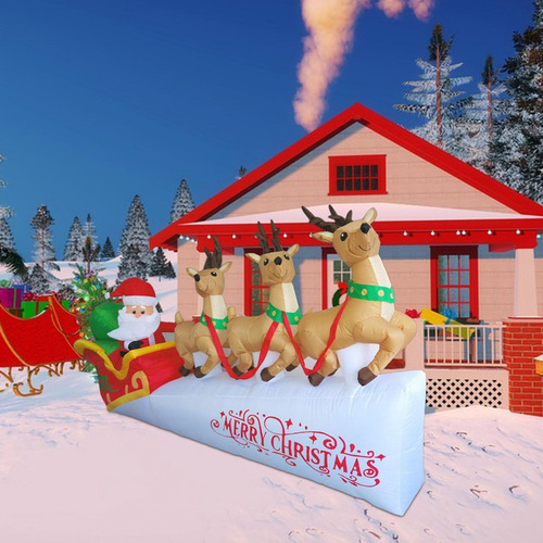 ( Trenó Inflável De Natal Led, Papai Noel Inflável No