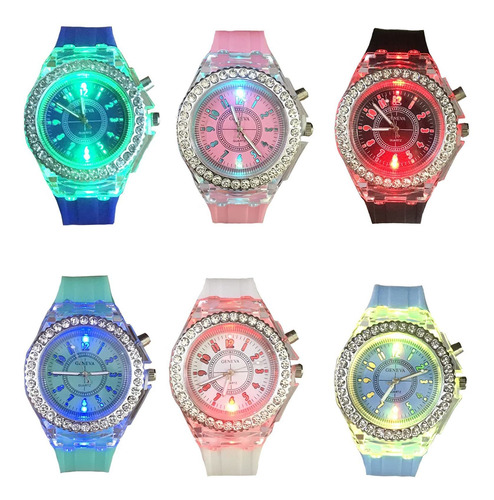 Cdybox Silicone Bling Watch Led Luminosas Luces De Colores R