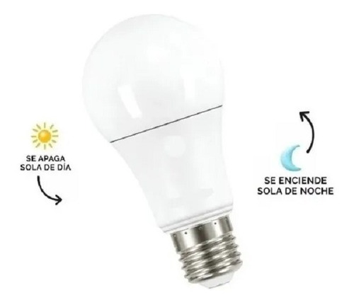 Imagen 2 de 5 de Lampara Foco Led 9w Con Sensor De Luz Dia Y Noche