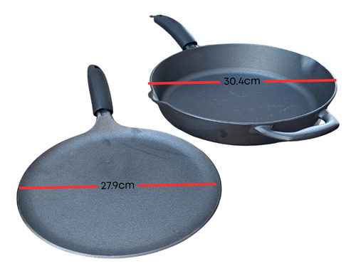 Kit Sarten 30.4cm Y Comal Hierro Fundido Tramontina 27.9cm Negro
