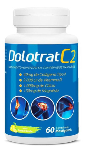 Suplemento em comprimidos Dolotrat  Dolotrat C2 Colageno Tipo Ii Evita Dor Articular 60 Cápsulas Colágeno sabor  limão em 1 de 120mL