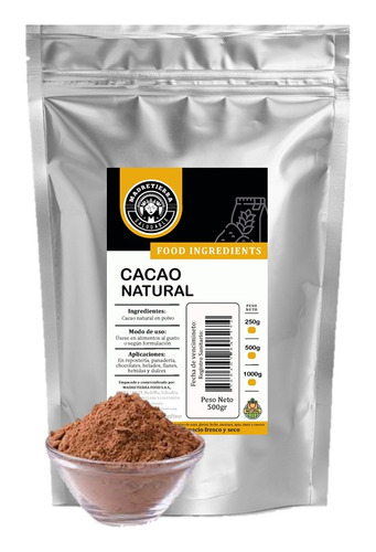 Cacao Natural En Polvo X500g - g a $52