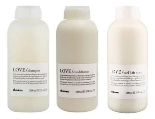 Kit Davines Shampoo + Mask + Condicionador Love Curl 1000ml