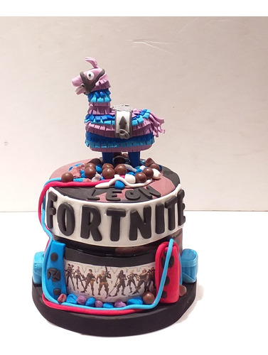 Torta Fortnite,cumpleaños,llama Fortnite