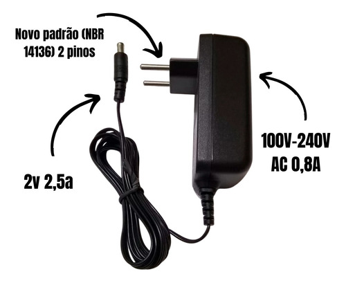 Fonte Chaveada Bivolt 12v 2,5a Para Net Claro Sky Tv Moldem