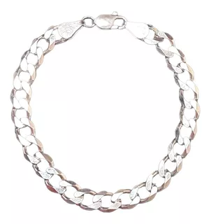 Esclava Pulsera De Plata Fina .925 Tejido Cubano 20 Cm 8 Mm