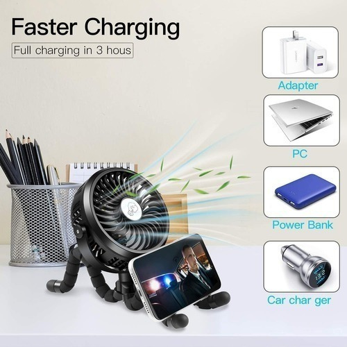 Mini Ventilador Portátil Recargable Por Usb De 3 Velocidades