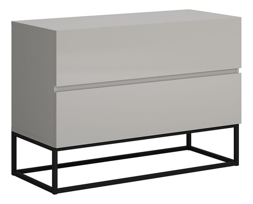 Kit 2 Mesa De Cabeceira Grande 60cm Moderna Retro Mudo Acabamento Brilhante Cor Offwhite/preto