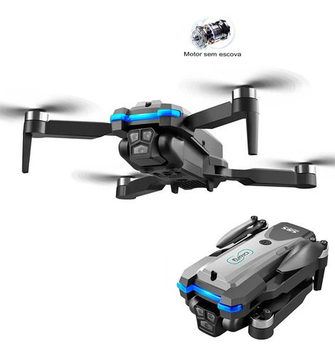 Drone S8s Câmera, Motor Brushless, 1 Bateria + Óculos Vr Prateado
