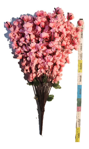 24pz Rama De Cerezo Durazno Flor 36 Varas Artificial 70cm Morado Con Blanco