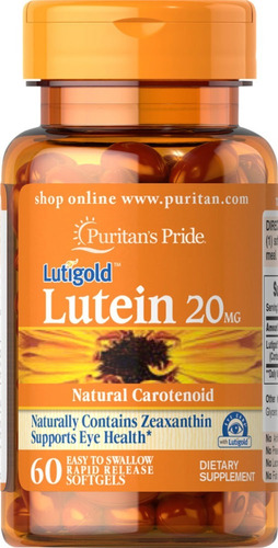 Puritans Pride Luteína 20 Mg Con Zeaxanthin 60 Caps Ptr Sabor Sin Sabor