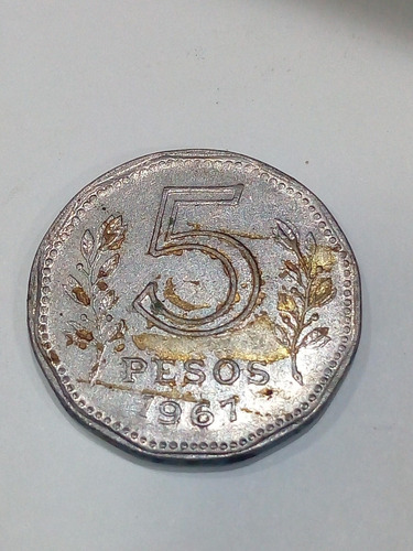 Moneda 5 Pesos Argentinos Año 1967