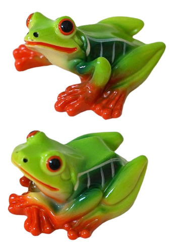 2x Figuras De Rana Esculturas De Resina Adornos Decorativos