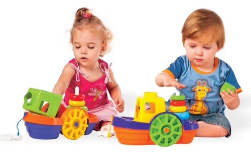 Brinquedo Educativo Encaixe Bebê Barco Didático Flutua