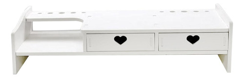 Soporte Elevador Para, Soporte Para Pc, 2 Cajones Blancos
