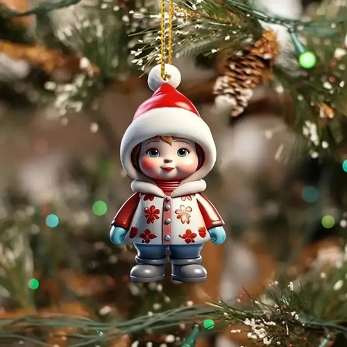 Colgante Acrílico Con Muñeco De Nieve De Papá Noel Para Niño