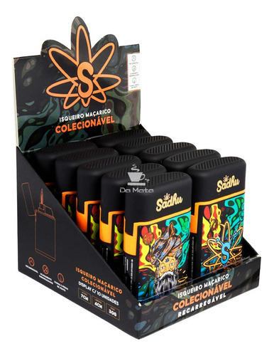Caixa De Isqueiro Maçarico Sadhu Galáctico Preto C/10un