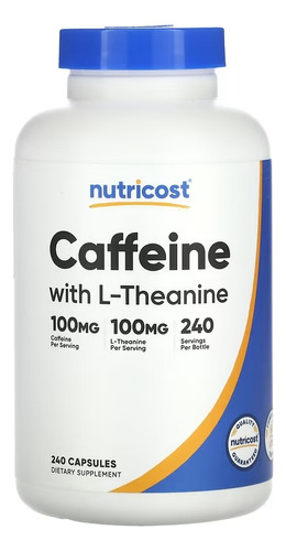 Nutricost Cafeína Con L-teanina 240 Cápsulas Sabor Sin Sabor