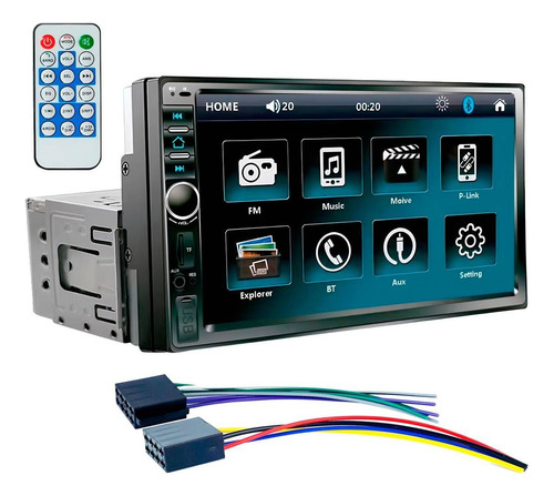 Central Multimídia Mp5 1din 2din 7po Espelhamento Usb Bt Aux