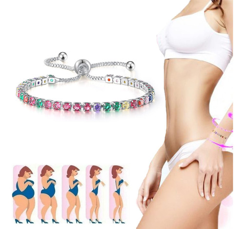 Pulsera S Iónica De 3 Mm Con Circonitas Redondas De Color, D