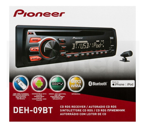 Autoestereo Pioneer Deh-09bt Cd Bt Aux Mp3 iPod Android Usb