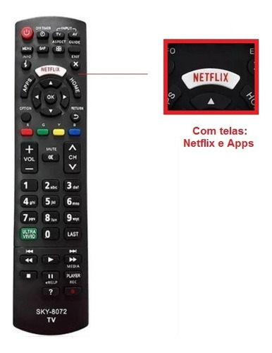 Controle Remoto Tv Panasonic Com Tecla Netflix E Ultra Vivid