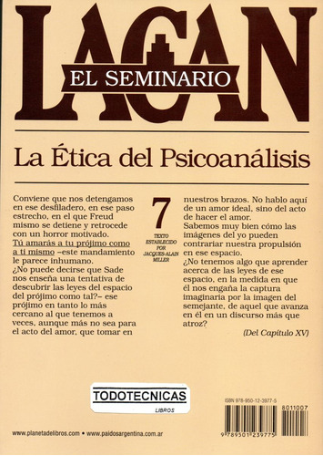 Seminario 7 Lacan Oferta La Etica Del Psicoanalisis -pd-