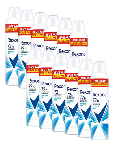 Kit 12 Desodorante Anti Aero Fem Rexona Cotton Dry 72h 250ml