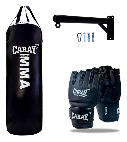 Saco De Boxeo 1 Mx 30 Cm + Par De Guantes Mma +base Metalica