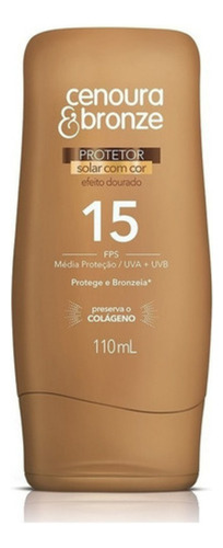 Protetor Solar Com Cor Fps 15 Cenoura E Bronze 110ml