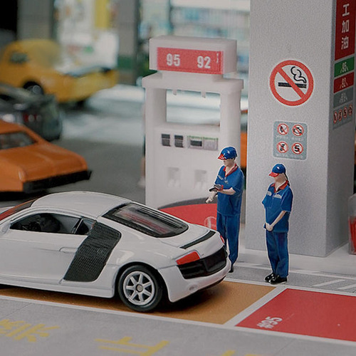 5 Peças Resina 1/64 Figuras De Posto De Gasolina Modelo De