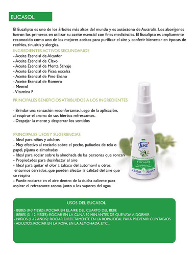 Eucasol Just 75 Ml Eucalipto Refrios, Rinitis, Alergias