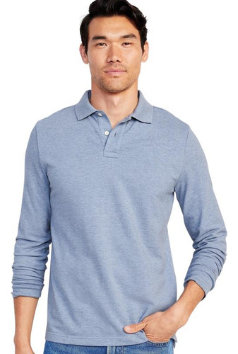 Polera Hombre Old Navy Manga Larga Pique Polo Azul