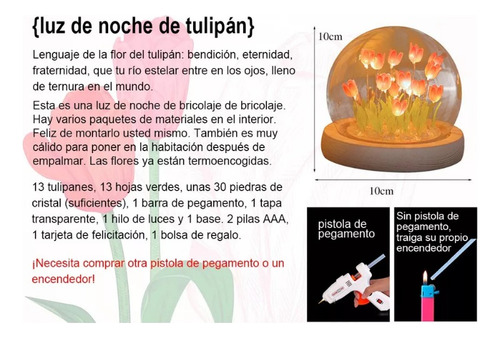 Regalo Muchacha Luz Noche Flor Del Tulipán Led Diy Romantica