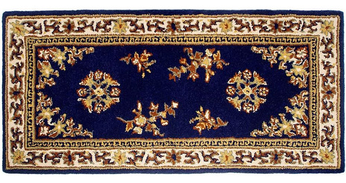 Alfombra De Hogar De Lana Oriental Azul De Minuteman Interna