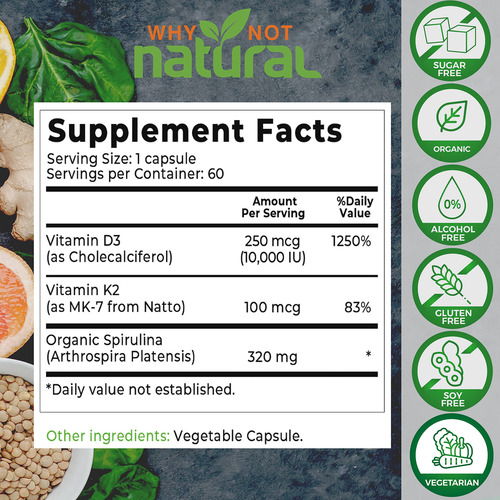 Suplemento: Por Que Não Vitamina D3 K2 Natural 10000 Ui Com
