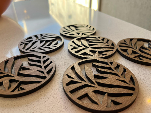 Apoyavaso Posavaso Deco Moderno Decoracion De Mesa Mdf Wit Posa Vaso Hojas Hojas Palmera