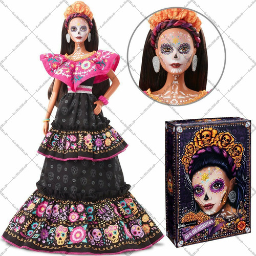 Barbie Día De Muertos 2021 Gxl27 Nueva Con Su Shipper Café
