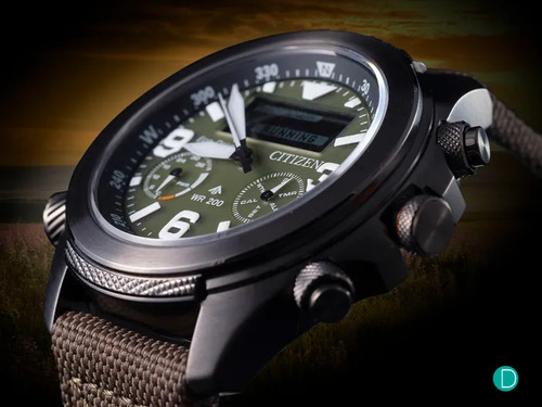 Reloj Citizen Promaster Jv100502w Land Hombre Anadigi 200m Verde Gris Ip Verde