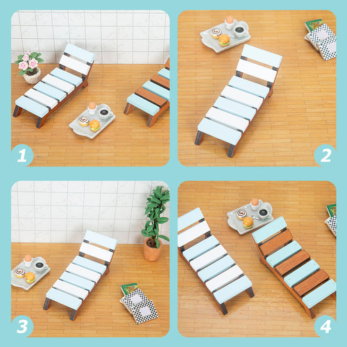 Tumbona Reclinable En Miniatura De Madera, Silla De Playa, D