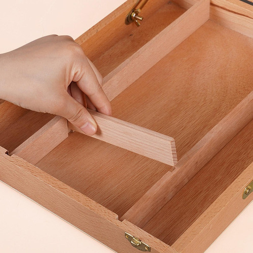 // Caballete De Caja De Mesa De Madera Con Caja De Bocetos