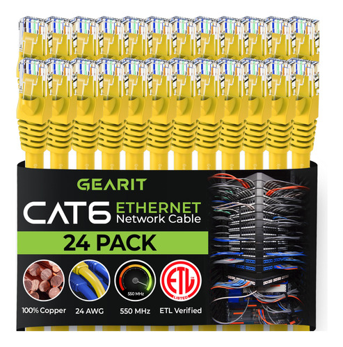 Gearit Cable Ethernet Cat 6 De 1 Pie (paquete De 24) - Cable