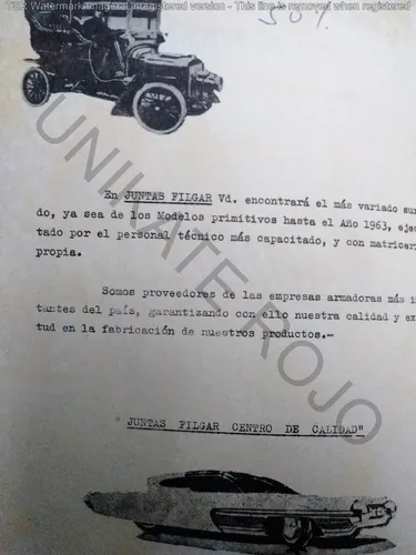 Antiguo Catálogo Juntas Motor Filgar Auto Taller - Año 1964 (Usado)